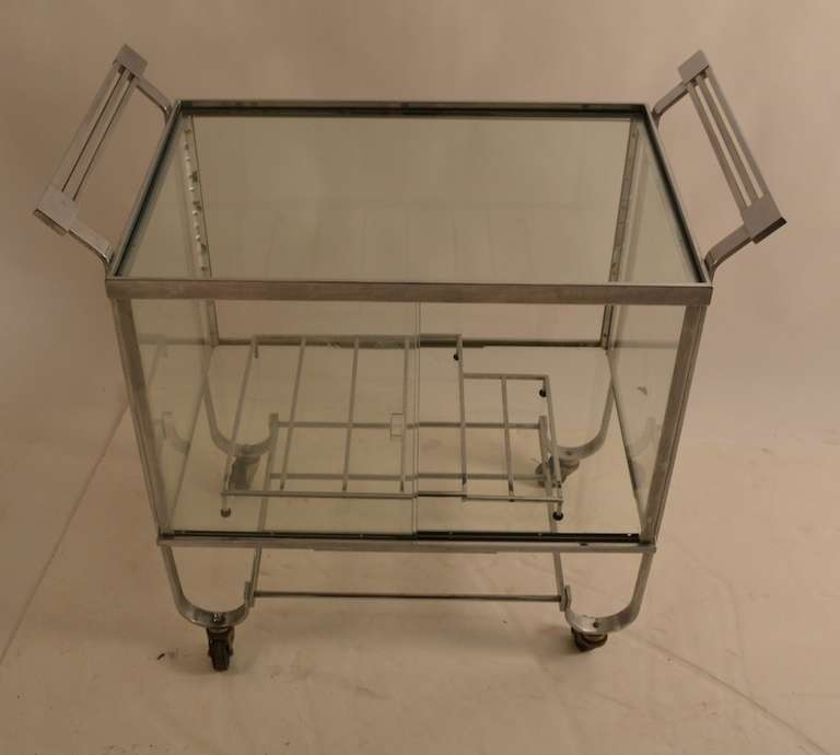 Mid-20th Century Treitel Gratz Nickeled Bar Serving Cart For Sale