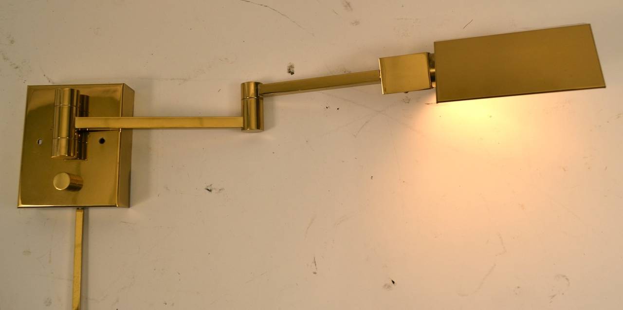 Mid-Century Modern Pair of Brass Sconces by Casella Lighting