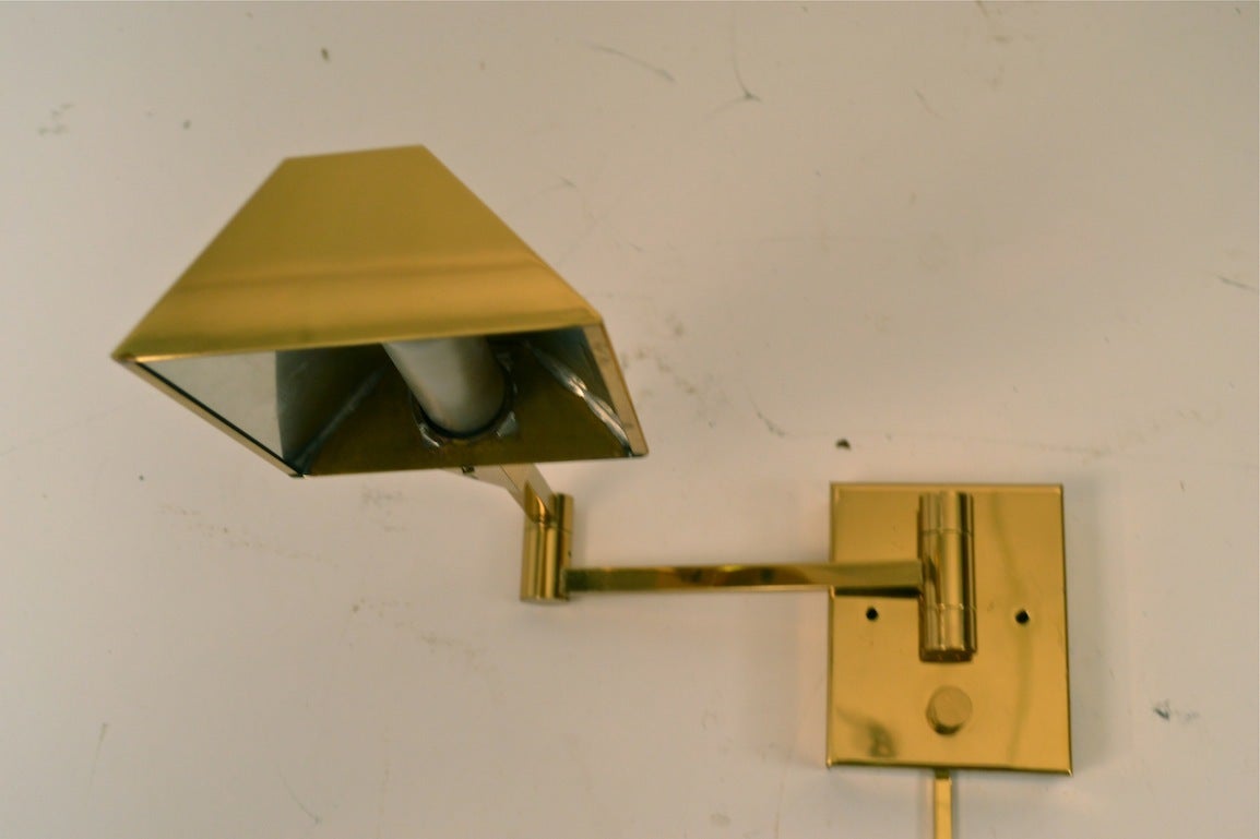 Pair of Brass Sconces by Casella Lighting In Excellent Condition In New York, NY