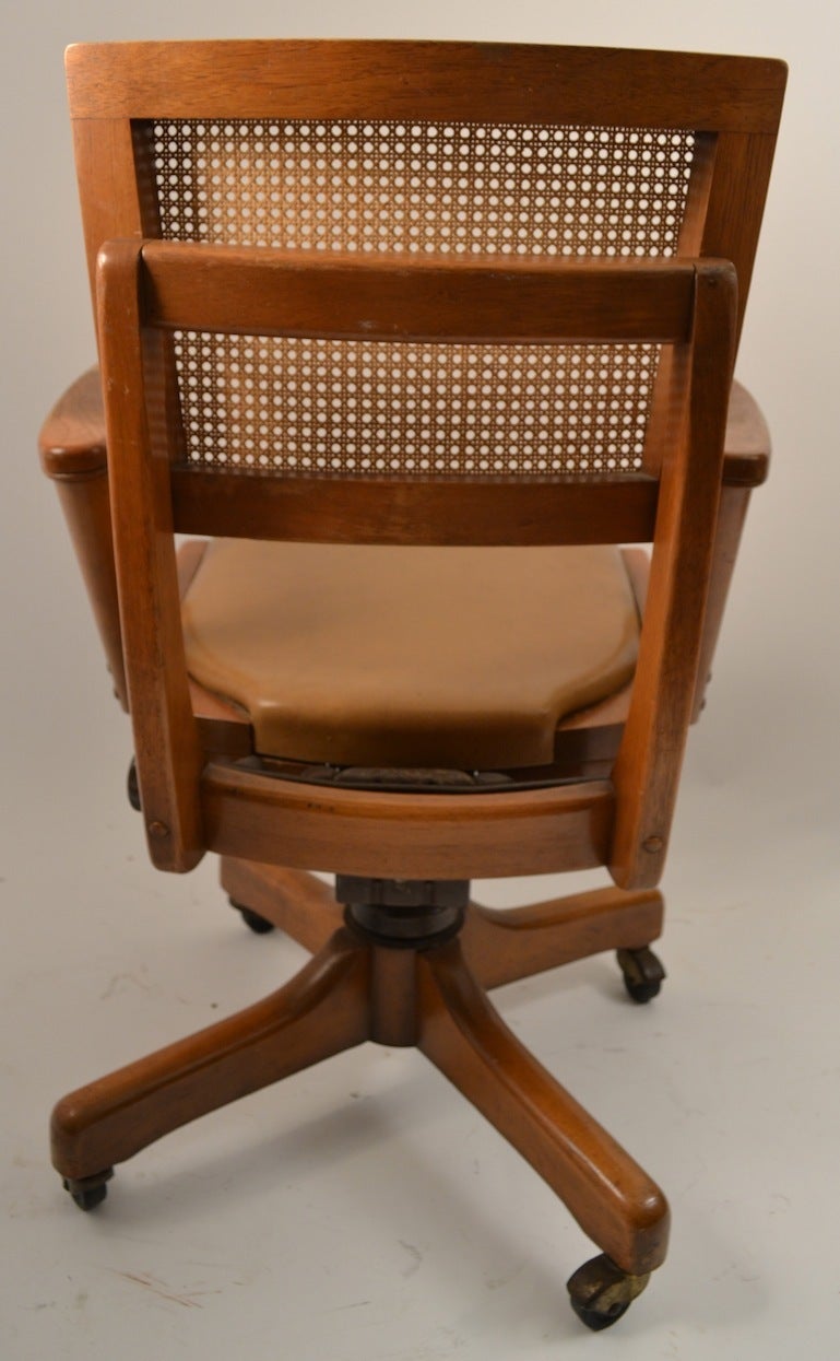 Wood Mid-Century Swivel Desk Chair