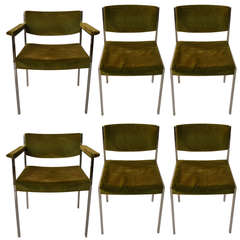 Set of Six Harvey Probber Dining Chairs 4 Side 2 Arm 12