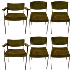 Set of Six Harvey Probber Style Dining Chairs 4 Side 2 Arm
