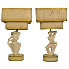 Pair Plaster Lamps attributed to Frederick Weinberg 1