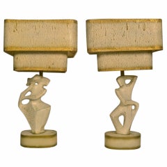 Pair Plaster Lamps attributed to Frederick Weinberg