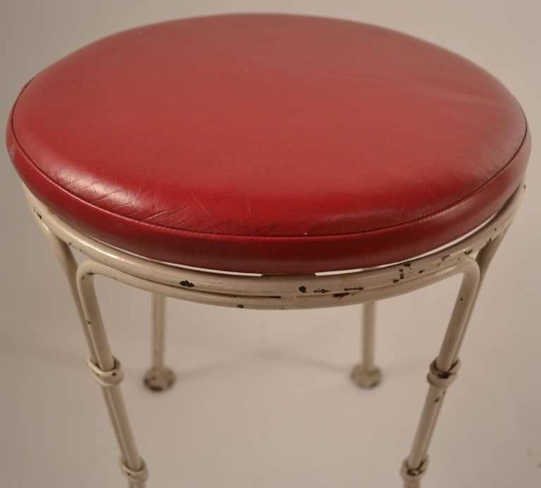 Mid-20th Century Wrought Iron Pouf Stool From Kutcher's Resort One of Ten Available