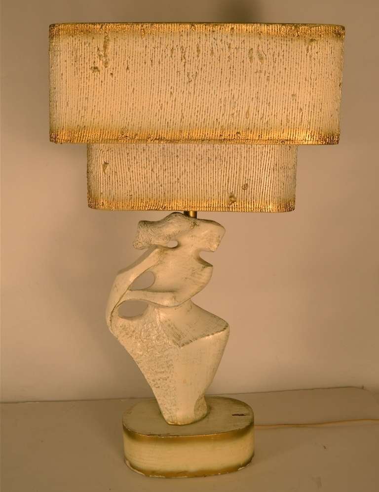 Mid-Century Modern Pair Plaster Lamps attributed to Frederick Weinberg