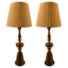 Pair of Tall Brass Table Lamps