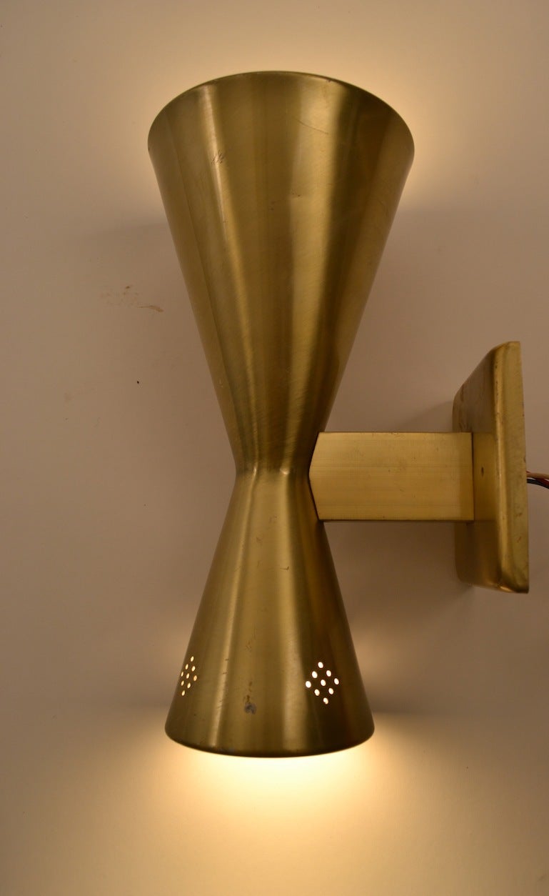 Pair of Hourglass Anodized Aluminum Sconces