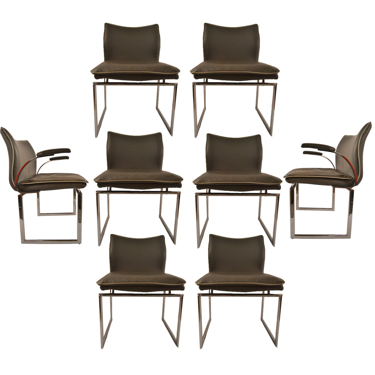 Set of Six Dining Chairs by Pieff of England Four Side and Two Captains