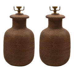 Pair Italian Stoneware Pottery Lamps