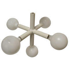 Vintage Five Light Lightolier  White on White Molecule Chandelier