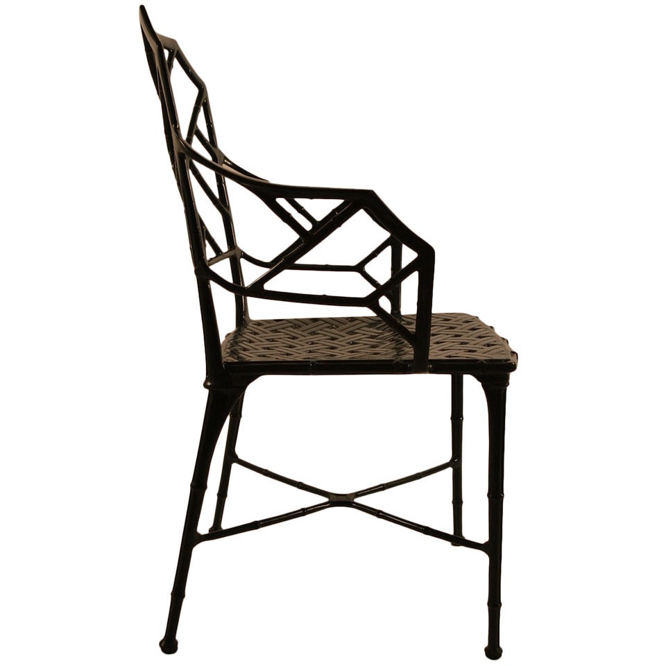 Set of Six Brown Jordan Cast Aluminum Faux Bamboo Dining Chairs at 1stDibs