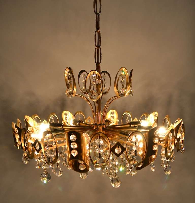 Sciolari Gold and Crystal Chandelier For Sale 1