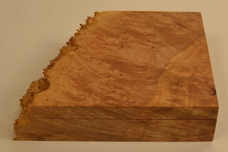 Wonderful Michael Elkan Burl Box, hinged top opens to revel open space for jewelry, keepsakes etc. American Craft Studio made box, but recognized master of woodworking.