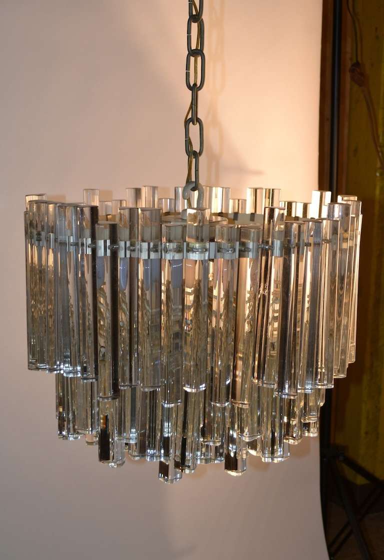 Unusual Multi Tiered Venini Crystal Chandelier For Sale 2