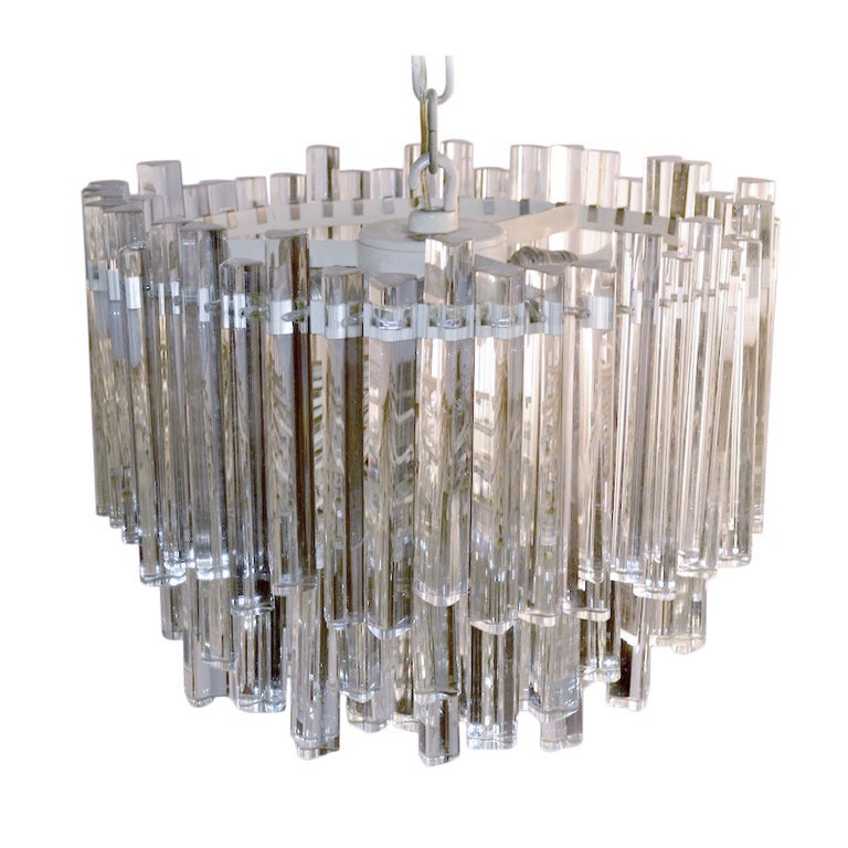 Unusual Multi Tiered Venini Crystal Chandelier For Sale