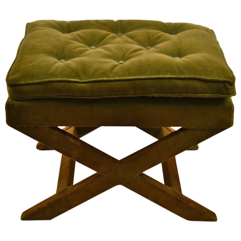 Upholstered "X" Bench Pouf after Billy Baldwin
