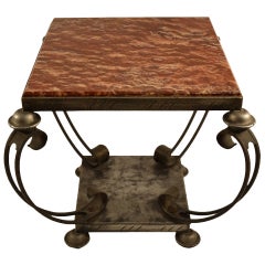 Table Art Déco française à plateau en marbre anciennement propriété de John Ford