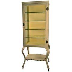 Glass Top Cabriole Leg Medical Cabinet
