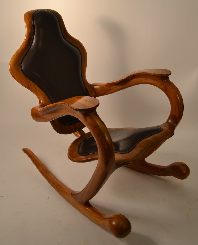 Handcrafted Fantasy Style  rocking chair signed 