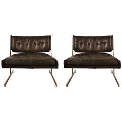 Pair of Probber Leather Lounge Chairs