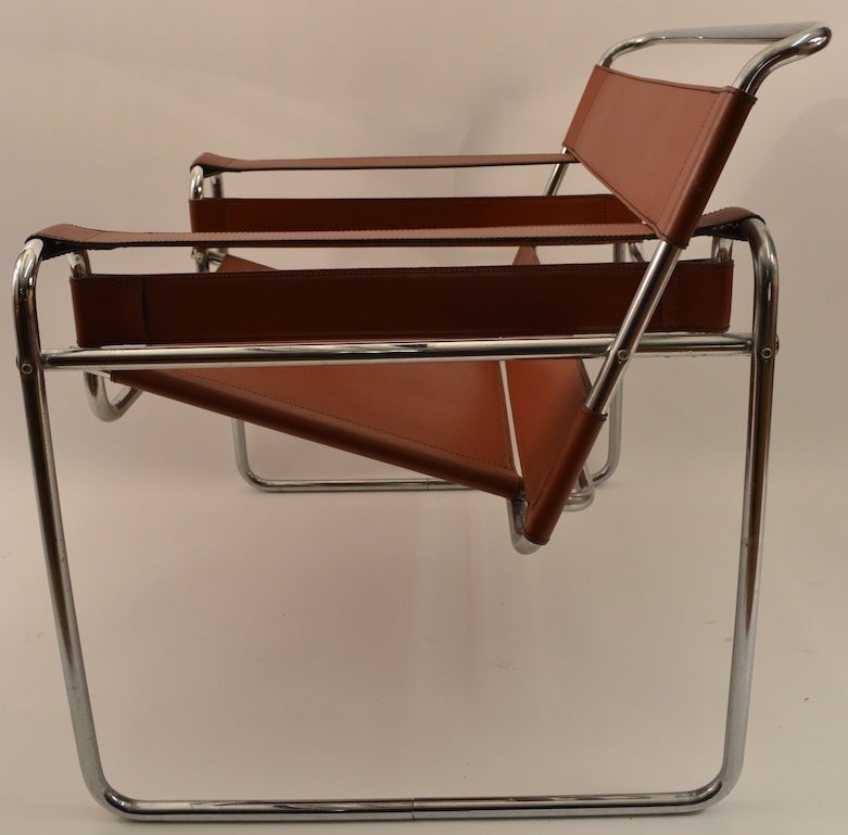 Late 20th Century Brown Leather and Chrome Wassily Chair