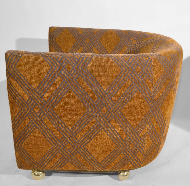Pair 1970's Tub Chairs on coaster ball feet
