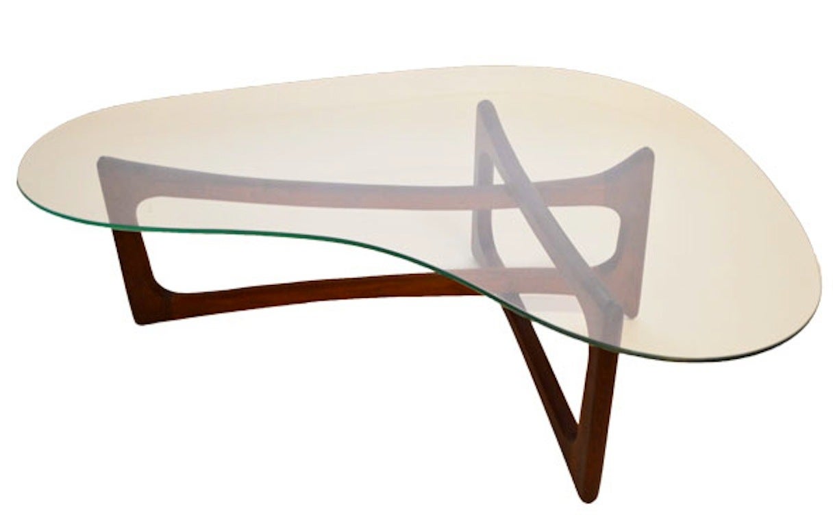 Adrian Pearsall for Craft Associates Kidney Form Glass Top Glass Table 