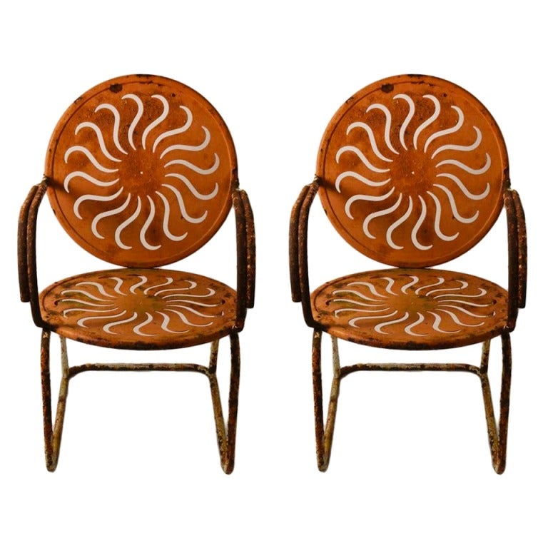 Pair of Art Deco Garden Arm Lounge Chairs For Sale at 1stdibs
