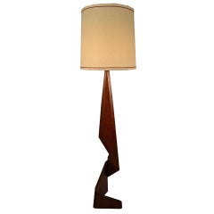 Asymmetrical Modernist Teak Floor Lamp