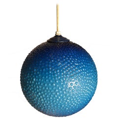 Textured Blue Glass Hanging Ball Globe