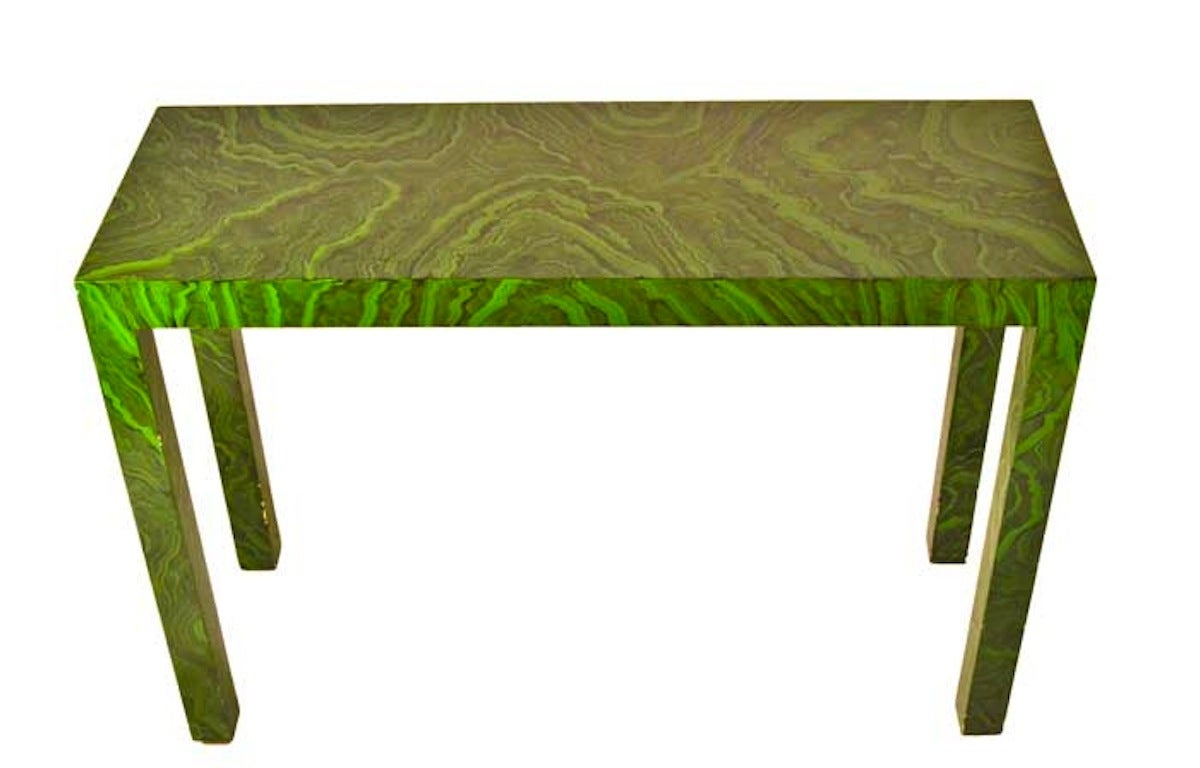 Faux Malachite Green Parsons Table by Lane Furniture 