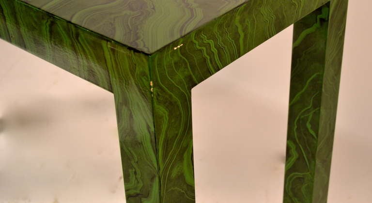 Faux Malachite Green Parsons Table by Lane Furniture