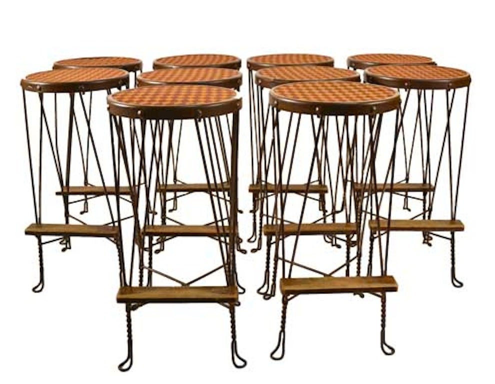 Set of 10 Matching Industrial Ice Cream Parlor Stools