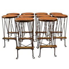 Set of 10 Matching Industrial Ice Cream Parlor Stools
