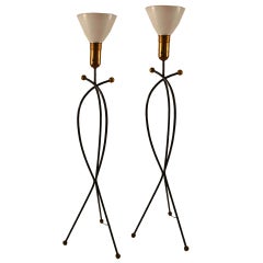 Pair Wrought Iron Floor Lamps after Jean Royere