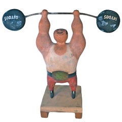 Rare Jere Wood Sculpture of Weightlifter 7