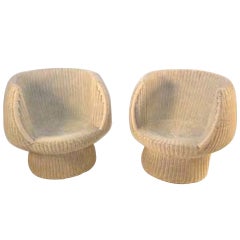 Pair Mod Wicker Tub Chairs