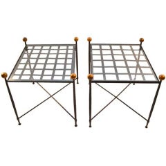 Pair Salterini Glass Top End Tables