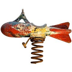 Vintage Gametime Rocket Ship Form Cast Aluminium Playground Ride