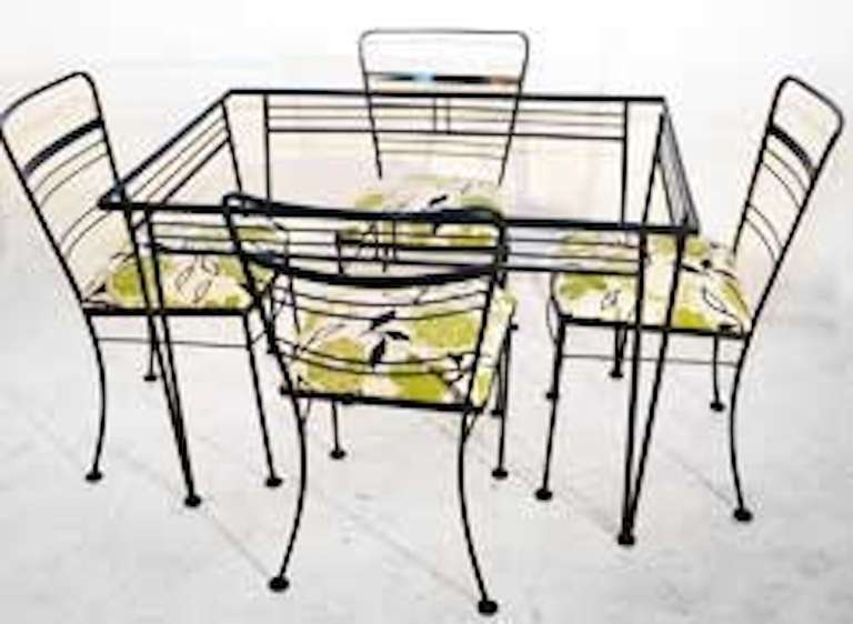 5 Piece Salterini Patio Set Glass Top Table And 4 Chairs