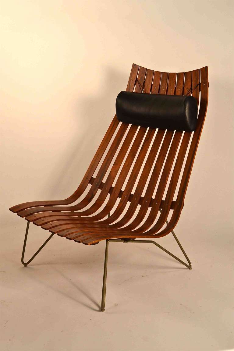 Exceptional Norwegian lounge chairwith original headrest cushion.
