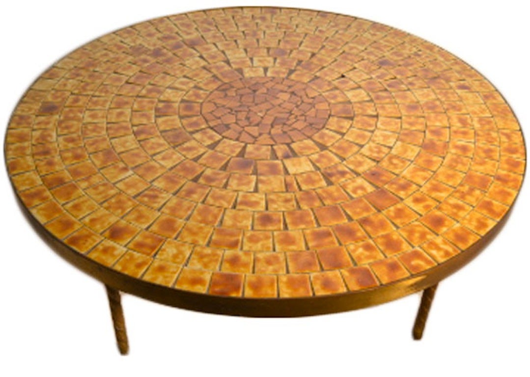 Round Mosaic Tile Top Table 