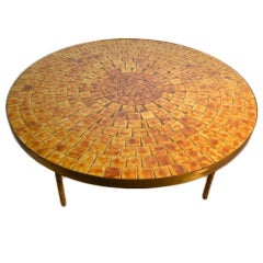 Round Mosaic Tile Top Table 