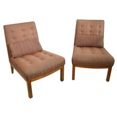 Vintage Pair of Armless Lounge Chairs with Ottomans after Wormley