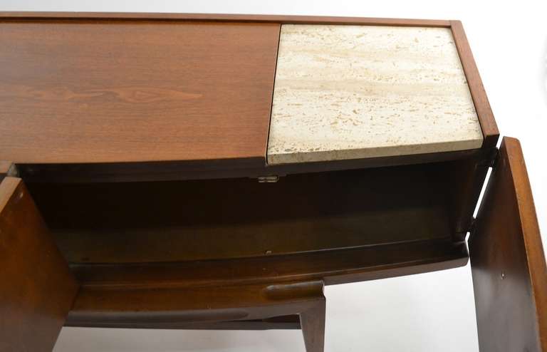 Mid-20th Century Mid Century Modern Marble Top Bow Front Credenza