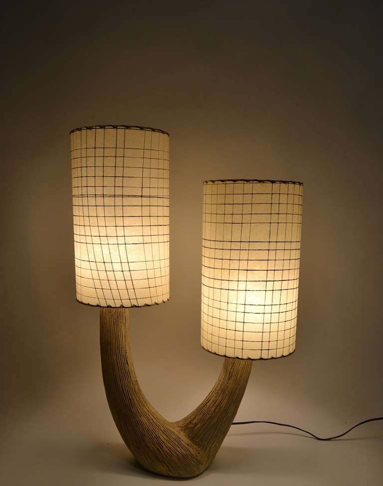 Mid-20th Century Two Light Sculptural Table Lamp
