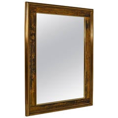 Large Brutalist Acid Wash Mastercraft Gold Bronze Frame Beveled Mirror