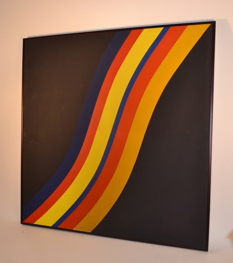 Very impressive 1970's Hard Edge Geometric color wave painting. Unsigned but well done.