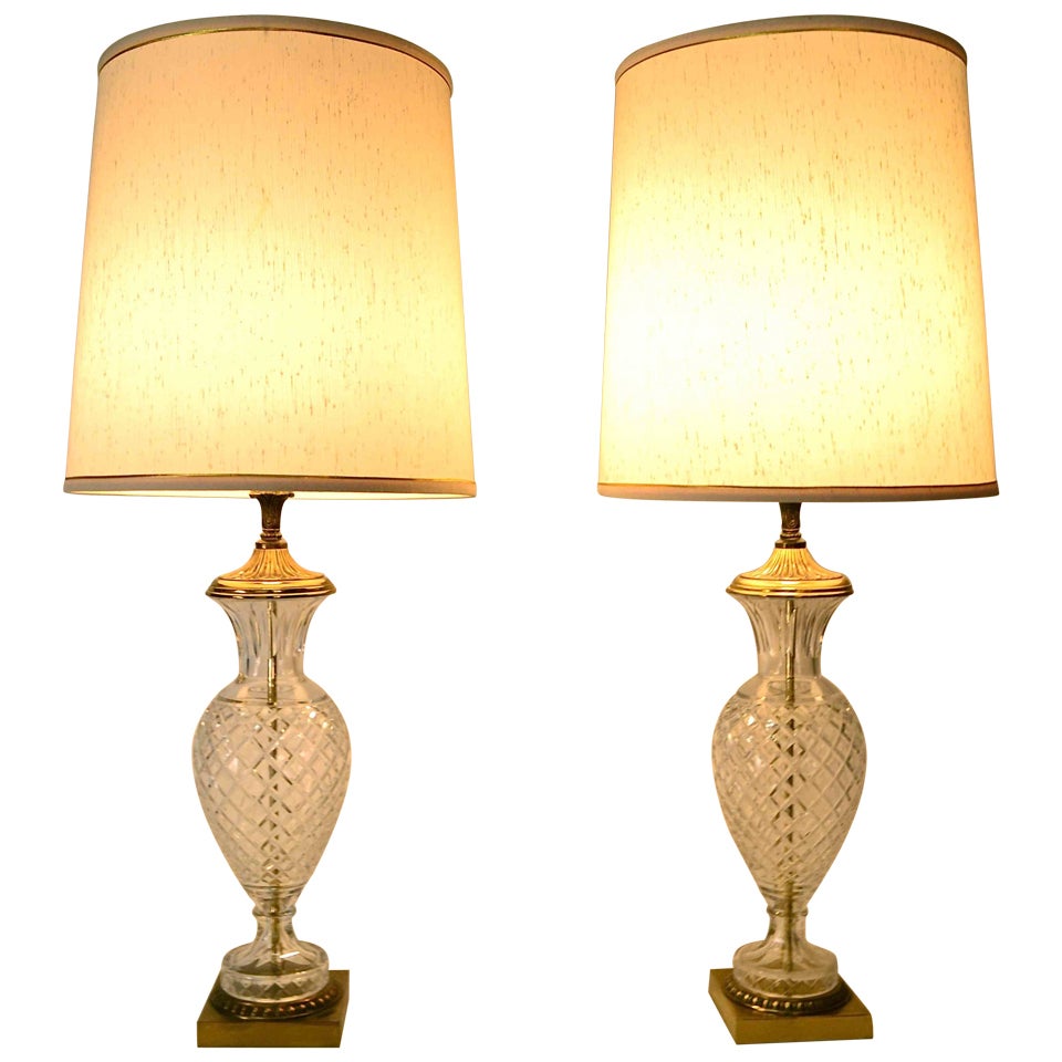 Pair Glass Lamps 